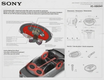 Колонки автомобильные Sony XS-XB6941 650Вт 89дБ 4Ом 16x23см (6x9дюйм) (ком.:2кол.) коаксиальные четырехполосные - купить недорого с доставкой в интернет-магазине