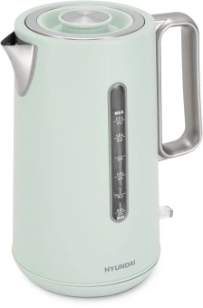 Чайник электрический Hyundai HYK-S9999 1.7л. 2200Вт светло-зеленый/серебристый корпус: металл - купить недорого с доставкой в интернет-магазине