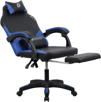 Кресло игровое Оклик Cooldown черный/синий сиденье черный/синий искусственная кожа с подголов. крестов. пластик черный подст.для ног - купить недорого с доставкой в интернет-магазине