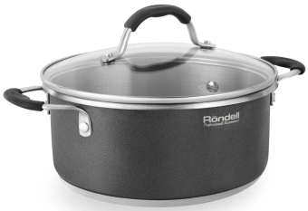 Кастрюля Rondell Stern RDS-019 4.7л. d=24см (с крышкой) т.серый - купить недорого с доставкой в интернет-магазине