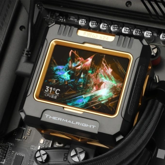 Система водяного охлаждения Thermalright Frozen Warframe 420 ARGB Soc-AM5/AM4/1200/1700/1851 черный 4-pin 29.8dB Al LCD Ret (F-WFRAME-420-BL-ARGB) - купить недорого с доставкой в интернет-магазине