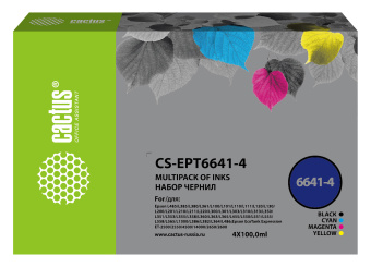 Чернила Cactus CS-EPT6641-4 T664 многоцветный набор 4x100мл для Epson L100/L110/L120/L132/L200/L210/L222/L300/L312/L350/L355/L362/L366/L456/L550/L555/L566/L1300 - купить недорого с доставкой в интернет-магазине