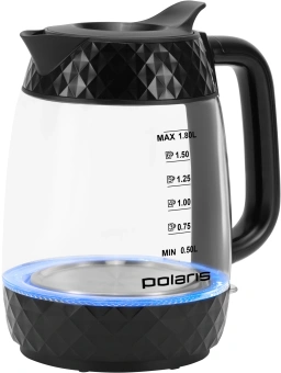 Чайник электрический Polaris PWK 1809CGL 1.8л. 2200Вт черный корпус: стекло/пластик - купить недорого с доставкой в интернет-магазине
