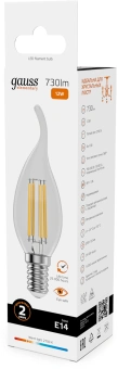 Лампа филам. Gauss Filament 12Вт цок.:E14 свеча 220B св.свеч.бел.теп. (упак.:10шт) (42112) - купить недорого с доставкой в интернет-магазине