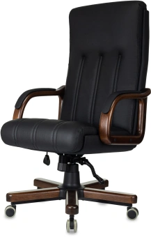 Кресло руководителя Бюрократ T-9932Walnut черный кожа крестов. металл/дерево - купить недорого с доставкой в интернет-магазине