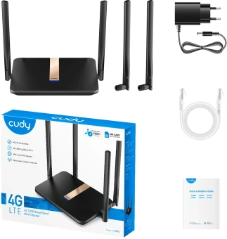 Маршрутизатор Cudy LT500D AC1200 Wi-Fi cat. 4 черный - купить недорого с доставкой в интернет-магазине