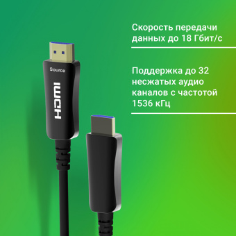 Кабель аудио-видео Digma HDMI 2.0 AOC HDMI (m)/HDMI (m) 30м. позолоч.конт. черный (BHP AOC 2.0-30) - купить недорого с доставкой в интернет-магазине