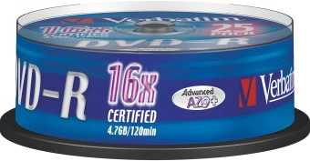 Диск DVD-R Verbatim 4.7Gb 16x Cake Box (25шт) (43522) - купить недорого с доставкой в интернет-магазине