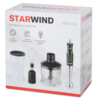 Блендер погружной Starwind SBS2212w 800Вт черный/зеленый - купить недорого с доставкой в интернет-магазине