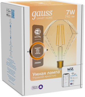Умная лампа Gauss Smart Home Diamond E27 Wi-Fi (1350112) - купить недорого с доставкой в интернет-магазине