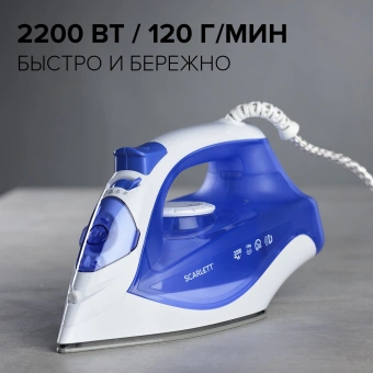 Утюг Scarlett SC-SI30K23 2200Вт белый/синий - купить недорого с доставкой в интернет-магазине
