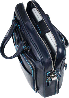 Деловая сумка Piquadro Blue Square CA2849B2/BLU2 с отделением для ноутбука 15" синяя натур.кожа - купить недорого с доставкой в интернет-магазине