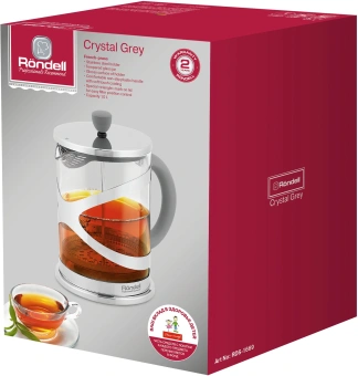 Френч-пресс Rondell Crystal Grey RDS-1669 1л серый - купить недорого с доставкой в интернет-магазине