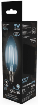 Лампа филам. Gauss 5Вт цок.:E14 свеча 220B 4100K св.свеч.бел.ней. C37 (упак.:10шт) (103801205) - купить недорого с доставкой в интернет-магазине