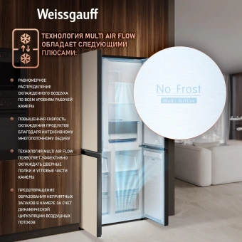 Холодильник Weissgauff WCD 450 BEG NoFrost Inverter 3-хкамерн. бежевый инвертер - купить недорого с доставкой в интернет-магазине