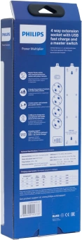 Сетевой фильтр Philips CHP8246WB/51 3м (4 розетки) белый (коробка) - купить недорого с доставкой в интернет-магазине