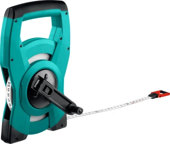 Лента мерная геодезическая Kraftool 34185-100 дл.полотна 100м изм.шкала в см зацеп простой зеленый - купить недорого с доставкой в интернет-магазине