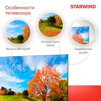 Телевизор LED Starwind 58" SW-LED58UG401 Яндекс.ТВ Frameless стальной 4K Ultra HD 60Hz DVB-T DVB-T2 DVB-C DVB-S DVB-S2 USB WiFi Smart TV - купить недорого с доставкой в интернет-магазине