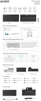 Клавиатура A4Tech Fstyler FBK22 AS черный USB беспроводная BT/Radio (FBK22 AS) - купить недорого с доставкой в интернет-магазине