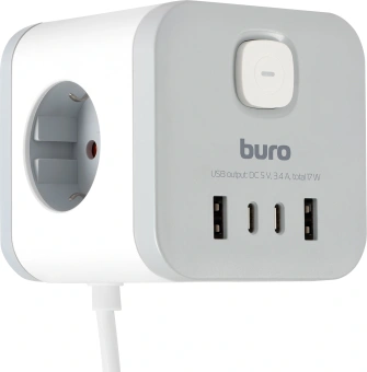 Сетевой удлинитель Buro BU-PC3.1UС-W 1.5м (3 розетки) белый (коробка) - купить недорого с доставкой в интернет-магазине