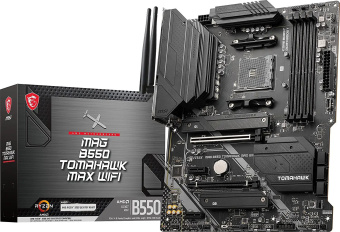 Материнская плата MSI MAG B550 TOMAHAWK MAX WIFI Soc-AM4 AMD B550 4xDDR4 ATX AC`97 8ch(7.1) 2.5Gg RAID+HDMI+DP - купить недорого с доставкой в интернет-магазине