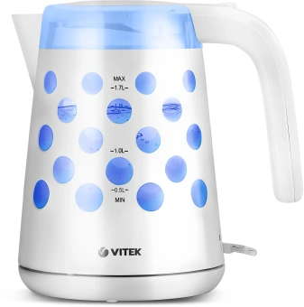 Чайник электрический Vitek VT-7048 1.7л. 2200Вт белый корпус: пластик - купить недорого с доставкой в интернет-магазине