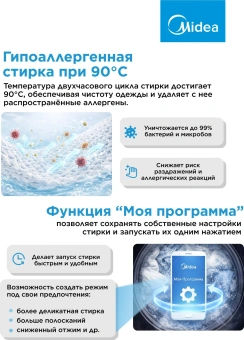 Стиральная машина Midea MFC3712BSW40/W класс: A загр.фронтальная макс.:7кг белый инвертор - купить недорого с доставкой в интернет-магазине