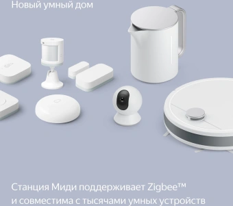 Умная колонка Yandex Станция Миди Алиса оранжевый 24W 1.0 BT/Wi-Fi 10м (YNDX-00054ORG) - купить недорого с доставкой в интернет-магазине