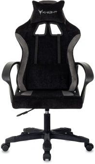Кресло игровое Knight Optimum черный/серый с подголов. крестов. пластик - купить недорого с доставкой в интернет-магазине
