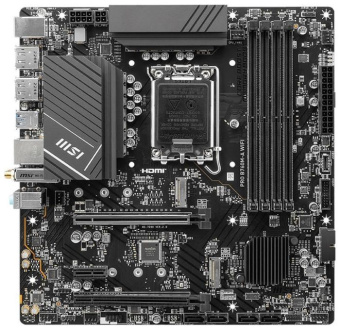 Материнская плата MSI PRO B760M-A WIFI Soc-1700 Intel B760 4xDDR5 mATX AC`97 8ch(7.1) 2.5Gg+HDMI+DP - купить недорого с доставкой в интернет-магазине