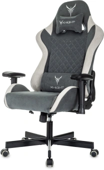 Кресло игровое Knight Regal Fabric серый/светло-серый искусственная замша крестов. металл - купить недорого с доставкой в интернет-магазине