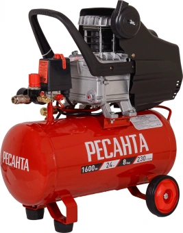 Компрессор поршневой Ресанта КП-24/230М масляный 230л/мин 24л 1600Вт красный/черный - купить недорого с доставкой в интернет-магазине