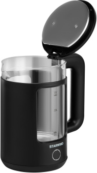 Чайник электрический Starwind SKG1053 1.7л. 1800Вт черный корпус: стекло - купить недорого с доставкой в интернет-магазине