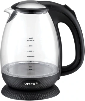 Чайник электрический Vitek VT-WK1057 1.7л. 2200Вт черный корпус: стекло - купить недорого с доставкой в интернет-магазине