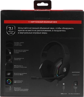 Наушники с микрофоном A4Tech Bloody G260 черный 2м мониторные USB оголовье (G260) - купить недорого с доставкой в интернет-магазине