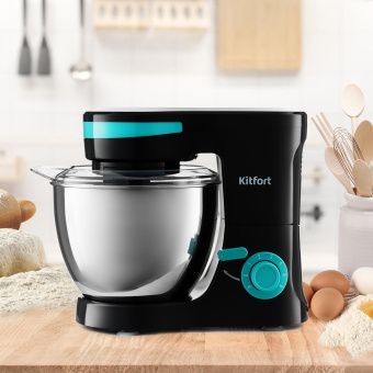 Миксер планетарный Kitfort КТ-3044-4 1000Вт черный/бирюзовый - купить недорого с доставкой в интернет-магазине