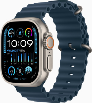 Смарт-часы Apple Watch Ultra 2 A2986 49мм OLED корп.титан Ocean band рем.синий разм.брасл.:130-200мм (MREG3LL/A) - купить недорого с доставкой в интернет-магазине