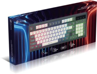 Клавиатура Оклик 731G серый/белый USB for gamer LED - купить недорого с доставкой в интернет-магазине