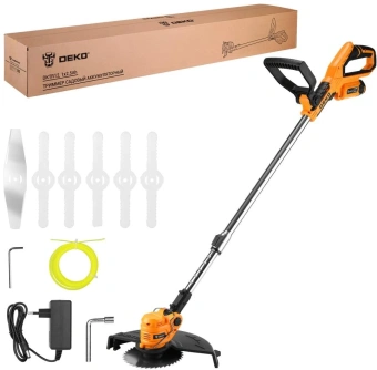 Триммер электрический Deko DKTR12 1х2.5Ач аккум. неразбор.штан. реж.эл.:леска/нож/диск - купить недорого с доставкой в интернет-магазине