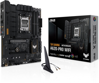 Материнская плата Asus TUF GAMING A620-PRO WIFI SocketAM5 AMD A620 4xDDR5 ATX AC`97 8ch(7.1) 2.5Gg RAID+HDMI+DP - купить недорого с доставкой в интернет-магазине