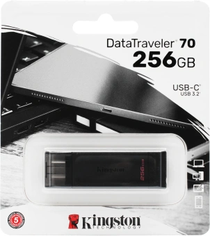 Флеш Диск Kingston 256GB DataTraveler 70 Type-C DT70/256GB USB3.2 черный - купить недорого с доставкой в интернет-магазине