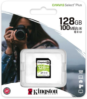 Флеш карта SDXC 128Gb Class10 Kingston SDS2/128GB Canvas Select Plus w/o adapter - купить недорого с доставкой в интернет-магазине