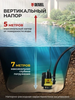 Насос дренажный Denzel DP800A 800Вт 8500л/час центробежный (97219) - купить недорого с доставкой в интернет-магазине
