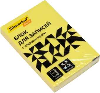 Блок самоклеящийся бумажный Silwerhof Daily 51x76мм 100лист. 75г/м2 неон желтый - купить недорого с доставкой в интернет-магазине
