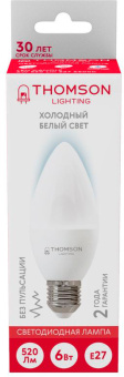 Лампа светодиодная Thomson TH-B2359 6Вт цок.:E27 свеча 220B св.свеч.бел.хол. Candle (упак.:1шт) - купить недорого с доставкой в интернет-магазине