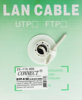 Кабель сетевой Premier 23-115 305 UTP 4 пары cat.5E solid CCA 305м серый - купить недорого с доставкой в интернет-магазине