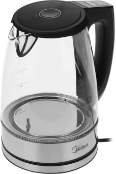Чайник электрический Midea MK-8019 1.7л. 2200Вт серебристый/черный корпус: стекло - купить недорого с доставкой в интернет-магазине