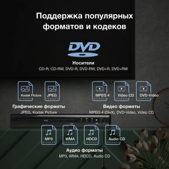 Плеер DVD Hyundai H-DVD100 черный ПДУ - купить недорого с доставкой в интернет-магазине