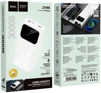 Мобильный аккумулятор Hoco J144A Hymn 30000mAh 5A белый (42149) - купить недорого с доставкой в интернет-магазине