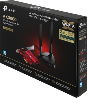 Сетевой адаптер Wi-Fi + Bluetooth TP-Link Archer TX3000E AX3000 PCI Express (ант.внеш.съем) 2ант. - купить недорого с доставкой в интернет-магазине